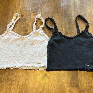 Hollister Black and White Smocked Camisoles